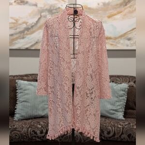 Elegant Pink Lace Kimono